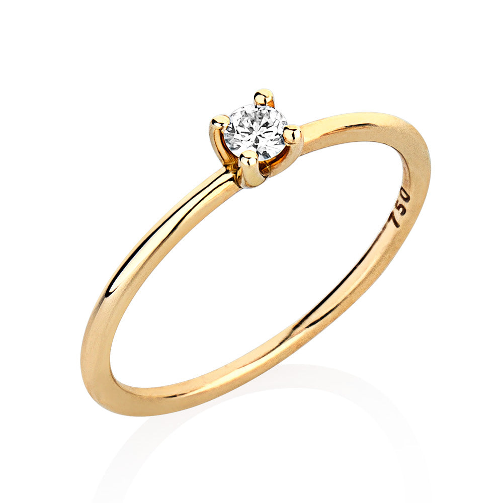 Solitário Only You em Ouro Amarelo 18K com Diamante - 10 Pontos