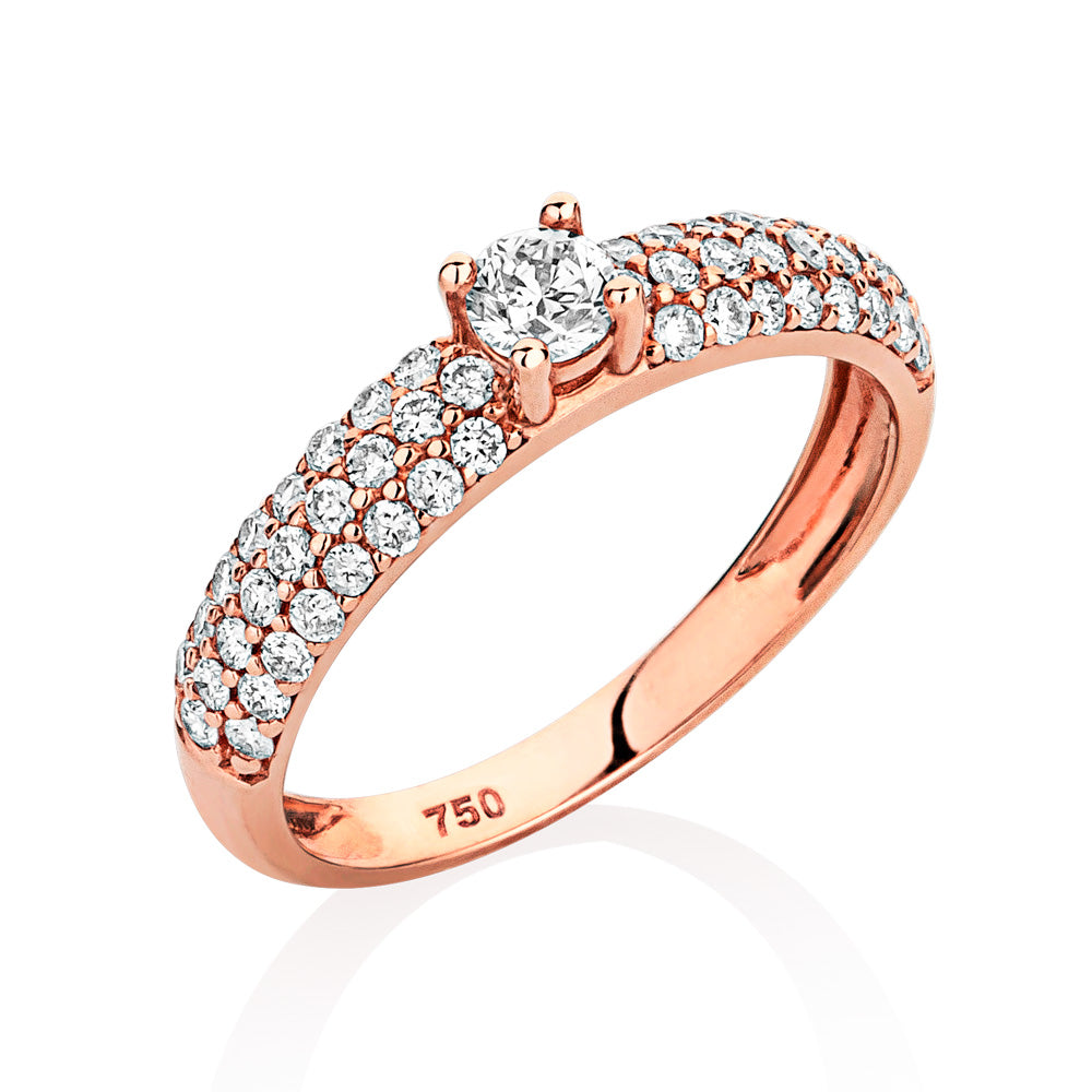 Solitário Only You em Ouro Rosé 18K com Diamantes - Total de 45 Pontos