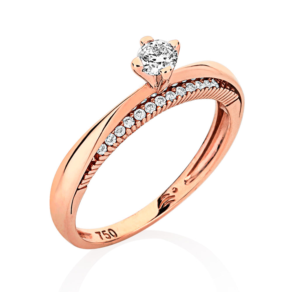 Solitário Only You em Ouro Rosé 18K - 20 Pontos