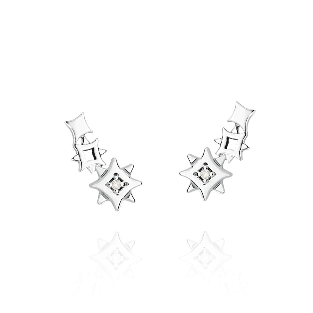 Brinco Ear Cuff  Twinkle em Prata com Diamante - JFY