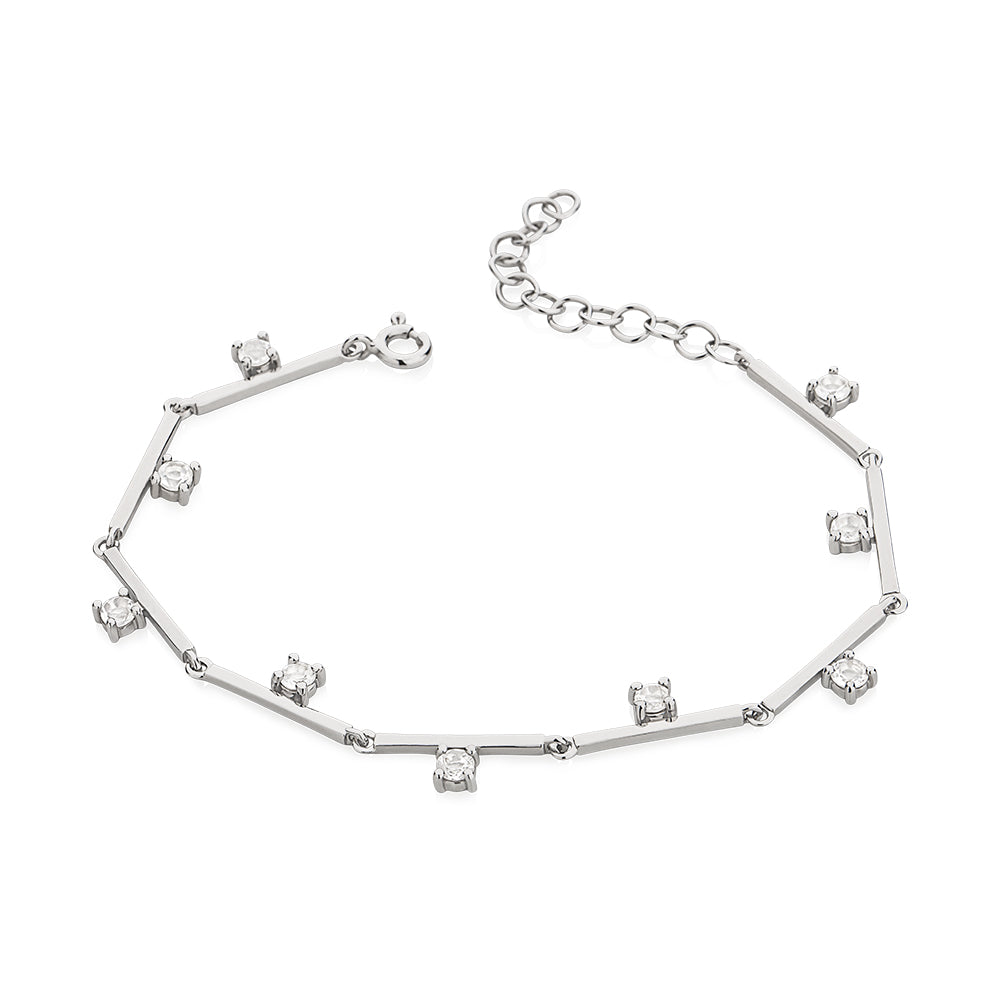 Pulseira Sparkles em Prata com Topázios Brancos - JFY