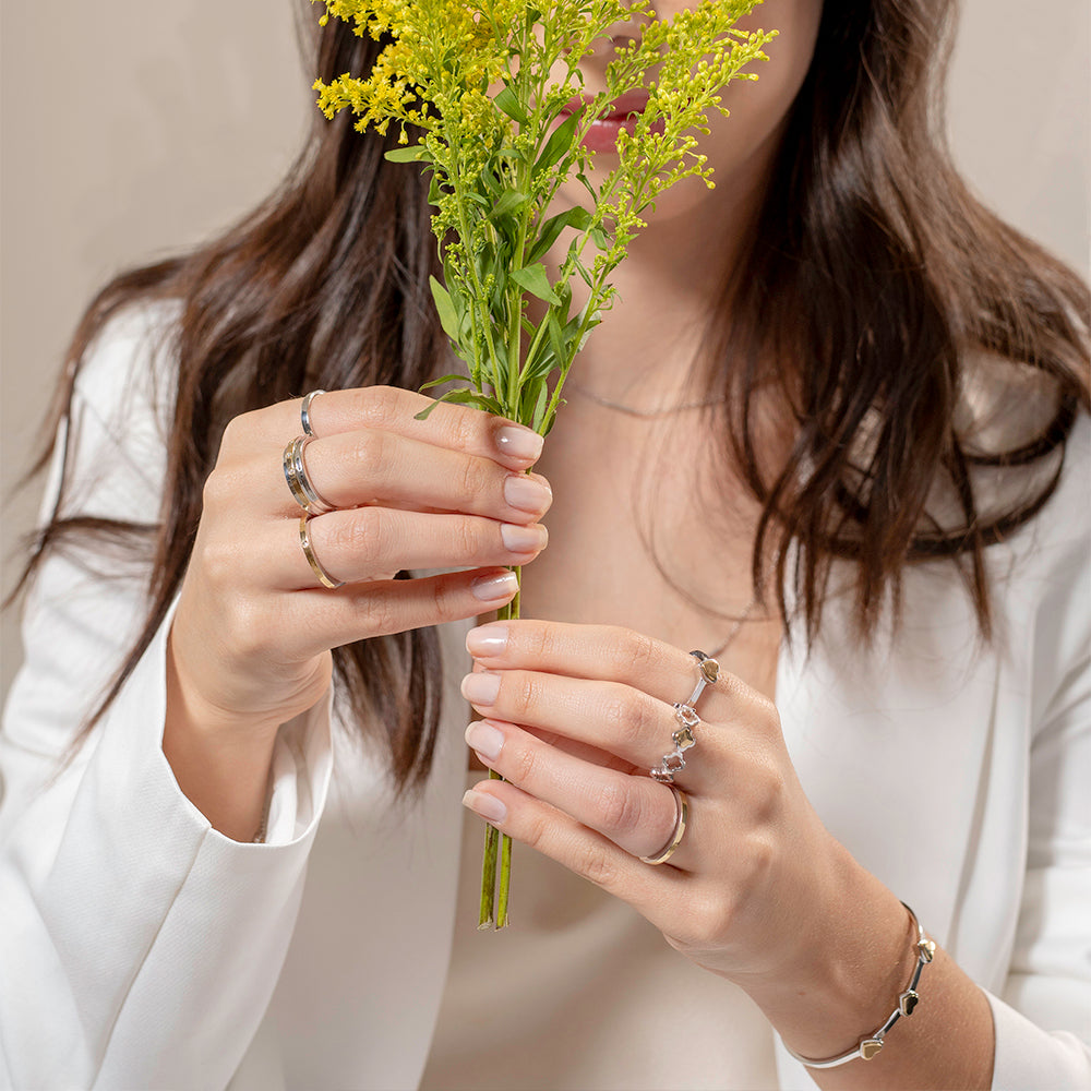 Anel Romantic em Prata com detalhe em Ouro Amarelo - JFY