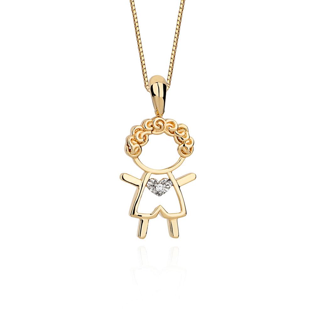 Pingente Menino em Ouro Amarelo com Diamante - Coleção Cantiga